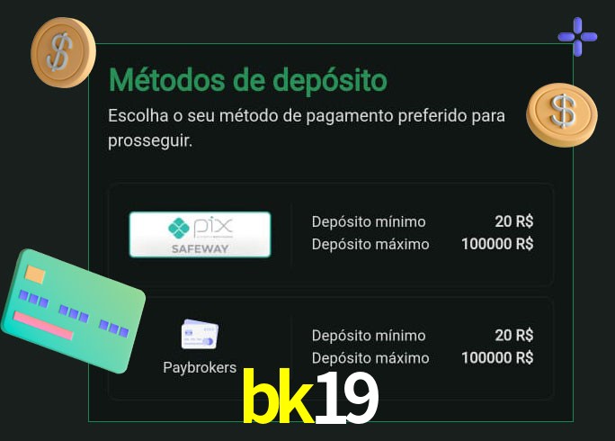 O cassino bk19 oferece uma grande variedade de métodos de pagamento